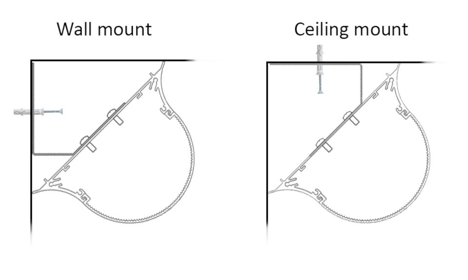 Ceiling or Wall Corner Mounting Options