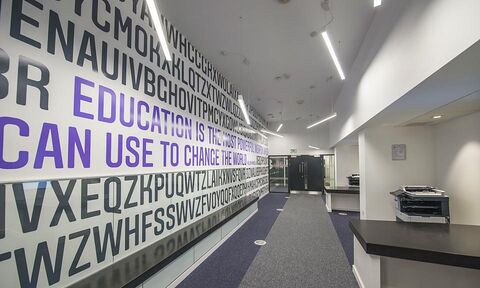Image of the Leeds Beckett University, Sheila Silver Library installation.