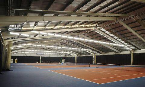 Image of the Stirling University Tennis Centre, Cramond Building installation.